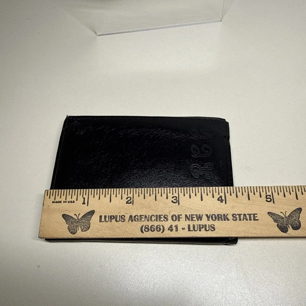 FS Mens Black  Leather Wallet Tree Folding